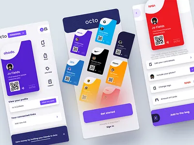 O - Smart Business Cards - App app app design business card business cards card mobile mobile app mobile ui ui