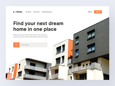 Komposs - Real Estate Agent Website apartments clean elegant homepage inspiration landing page light minimal minimalist real estate real estate agency real estate agent real estate app real estate web real estate website simple trend ui web design website