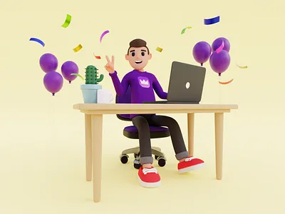 Celebration! 3d 3d modeling 3dart ballon blender3d cactus confetti design finance illustration laptop mac man mugs