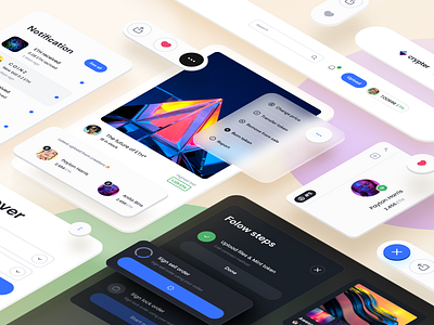 Crypter Component app clean component dark mode design system header interface isometric isometric design isometric illustration light mode minimal navigation ui ui design user interface ux ux design web website