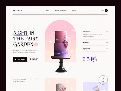 Delicious — Cake Shop cake confectionery design dessert eat ecommerce fairy food landing magic sweet trend ui uiux ux web