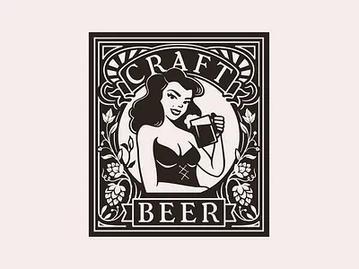 Craft Beer - illustrated poster beer art beer label craftbeer illustration pinup vintage illustration