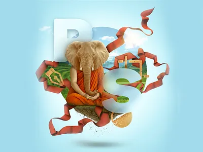 Collage air clouds collage collage art collageart elephant land nature photoshop photoshop art rainbow raster the mountains