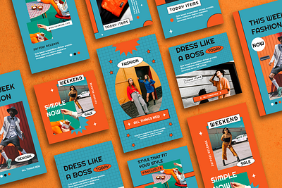 Retro Instagram Template 90s advertising branding design girl hypebeast illustration instagram instagram stories instagram template retro social media social media pack