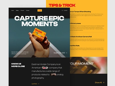 Kodak - Analog Photography Landing Page aesthetich agency branding burn camera design film fujifilm kodak landingpage lens minimalist photo photograpy retro ui uiux web design website