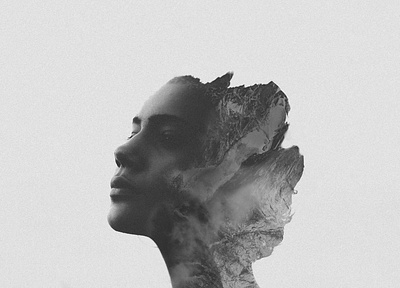 Nature adobe photoshop blackandwhite doubleexposure girl mountain nature noise portfolio portrait poster