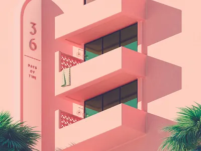 D - 36 Days of Type 08 3d adobe cinema 4d colourful illustration mediterranean pink render summer vintage