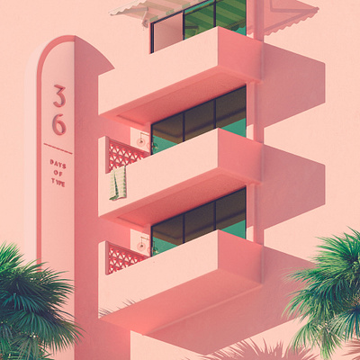 D - 36 Days of Type 08 3d adobe cinema 4d colourful illustration mediterranean pink render summer vintage