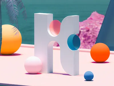 K - 36 Days of Type 08 36daysoftype 3d abstract blue cinema 4d colourful design mediterranean orange render summer vintage