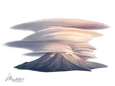 Lenticular Cloud art artwork book cloud clouds cloudy design digital digitalart drawing illustration landscape lenticular mountain painting pastel photoshop sky skyline weather