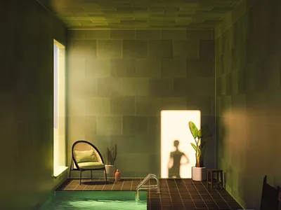 4 - 36 Days of Type 08 36daysoftype 3d architecture cinema 4d green interior interiordesign light pool shadows spa summer tiles vintage water