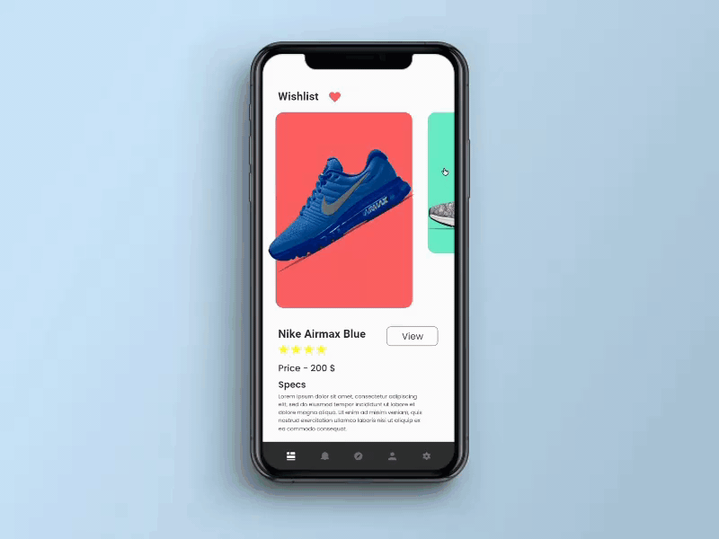Wishlist Scrolling animation app design motion design ui uianimation