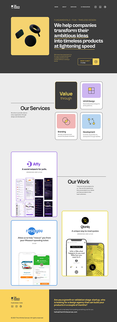 The Infinite Canvas Website Concepts design designagency productdesign theinfinitecanvas ui design uiux ux design uxdesign web design webdesign