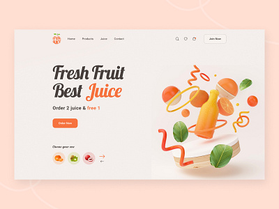 Fruits Header Dribble blend fruits header juice juice making ui design