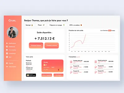Grum adobe adobe xd design finance financial app flat design flatdesign hello world personnal assistant website