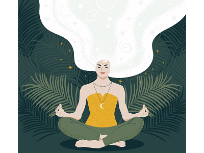 woman relaxes cartoon flat illustration relax vector woman yoga