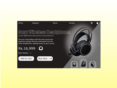 Sony headphones web page design minimal ui ux web xd xd design