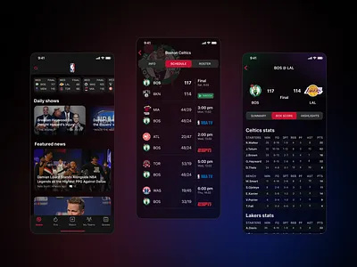 NBA App Concept app design minimal nba ui ux