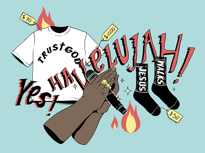 Sunday Services 2d art artwork back cover comic style editorial editorial illustration illustration kanyewest music women