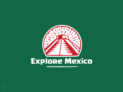 Explore Mexico ancient hand drawn illustration landmark mayan pyramid sacred temple tourism travel