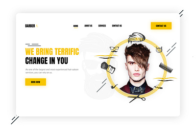 Barber Landing Page banner design barber barbershop design flat design haircut homepage design landing page logo minimal mockup modern design ui user experience user interface webdesign website concept website design
