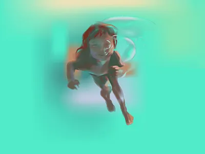 dev3 baby child design fables fun illustration light neon neon light realistic sail sea sky summer sun under water vector