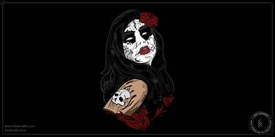 Santa Muerte - The Angle of Death amin shahrokhi angle of death death design drawing female freelancer girl merch designer santa muerte santamuerte shirt shirts t shirt tee tees woman