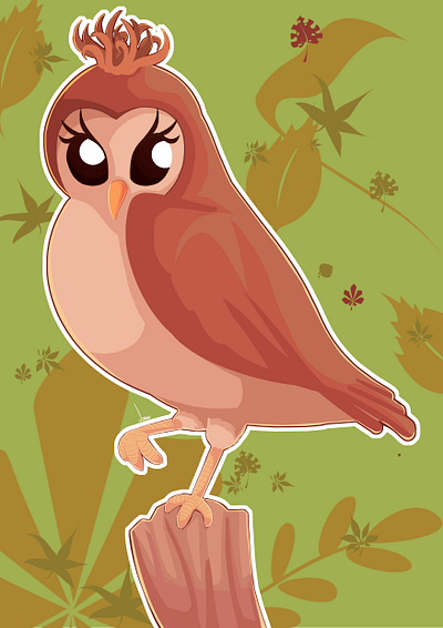 Brown owl fanny happy illustration owl