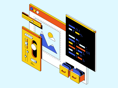 Frontend developer coder developers flat frontend illustration isometric isometric illustration isometry minimal vector web