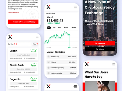 StockX Cryptocurrency Exchange app crypto crypto wallet cryptocurrency dark dark mode dark ui light mode mobile ui modern money money app react react native stocks ui ux