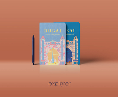 Dubai Travel Journal book cover design illustration minimal publication design typography