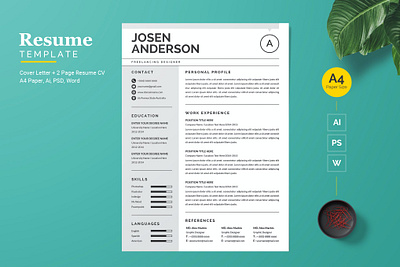 Modern and Clean Resume / CV Template clean cover letter cv cv design cv template free job job cv letter minimal minimal resume modern modern resume professional resume resume clean resume design resume template simple resume