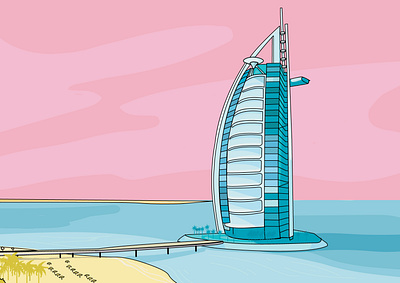 Burj Al Arab design illustration minimal
