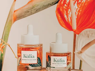 Kulia Skincare beauty branding face serum floral hawaii illustration packaging skincare packaging tropical