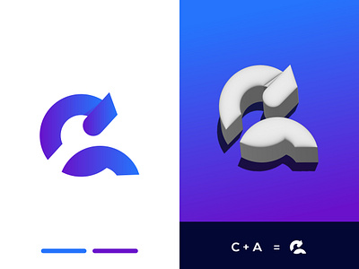 CA Letter Logo Mark 3d logo a loog app icons brand identity branding business logo design c logo ca logo design gradient logo letter logo logo logo design logo designer mark modern logo monogram startup symbol vector