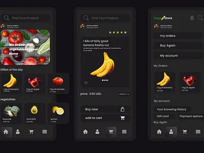 ui design of a vegetable store app app design logo ui ux web webdesign website