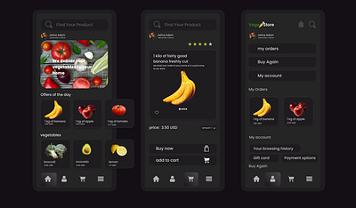 ui design of a vegetable store app app design logo ui ux web webdesign website