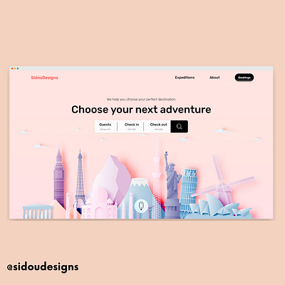 Travel Landing Page Concept adobexd airbnb design glassmorphic landingpage travel traveling ui ux web web design webdesign