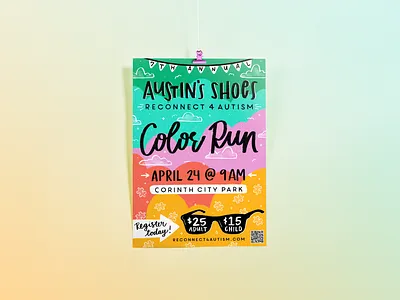 R4A Color Run Poster autism color color run design handlettering illustration illustration art illustration design illustration digital pattern texture type typography
