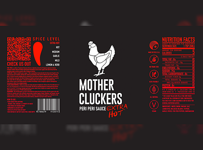 Extra Hot branding chicken concept contrast food design food product hot sauce label label design label packaging labeldesign packaging product design red restaurant sauce sauce label spice spicy vegan