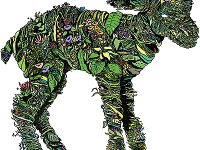 Lamb animal animals fauna flora flowers green handdrawn illustration illustration art inkonpaper lamb line penandink photoshop sheep