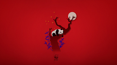 WWF art illustration panda papercut red wwf