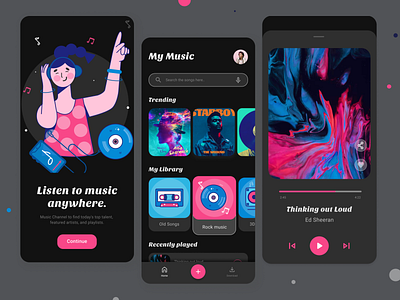 Music streaming app. animation app branding cuberto design galaxy halolab illustration kit8 logo music netguru songs streaming tiktok typography ui ui8 ux vector