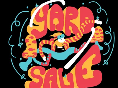 Yard Sale Ski illustration 70s blue graphic design groove groovy illustration mountain mushroom red retro ride ski skier skiing snowboarding t shirt vector yard yard sale yellow