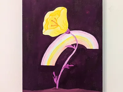 Blooming canvas floral flower gouache paint painting purple rainbow