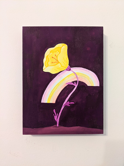 Blooming canvas floral flower gouache paint painting purple rainbow