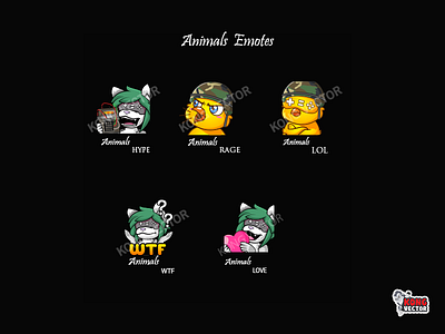 Animals Twitch Emotes 3d animation branding cartoon design emoji emote emotes graphic design illustration logo motion graphics twitch twitchemote twitchemotes ui