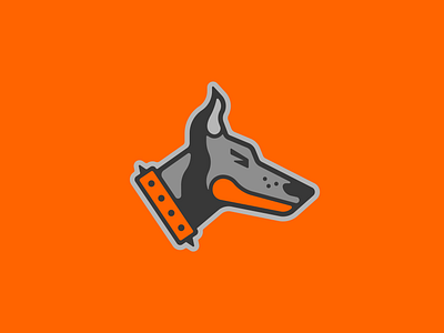 3 PUPS TRUCKING LLC© ISOTYPE badge branding character color design doberman dog graphic illustration isotype logo logotype logotypes orange trailer truck trucking vector