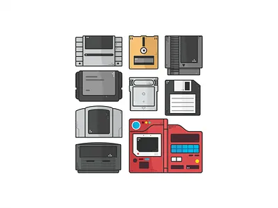 Retro games atari branding console design disc game gameboy gaming graphic design icon icon set illustration logo nintendo pokemon retro tech vector video