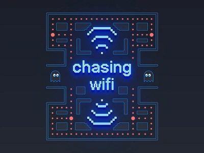 Chasing Wifi 👾 16bit 80s 8bit arcade atari fonts gameboy gaming icon illustration neon nintendo pac man pixel pixels retro typography video game vintage wifi